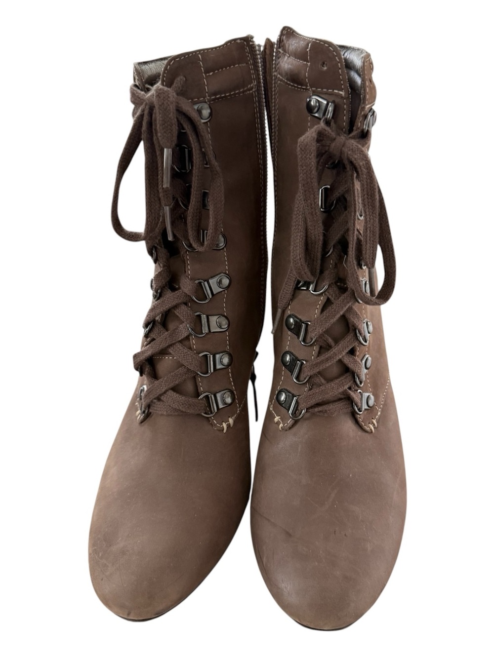 Women's Brown Lace-Up Ankle Boots